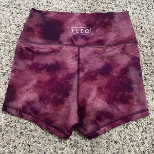 Fleo Purple Athletic Shorts High Waist Tie-Dye